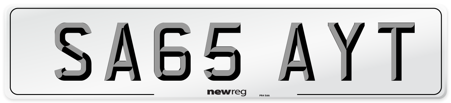 SA65 AYT Number Plate from New Reg